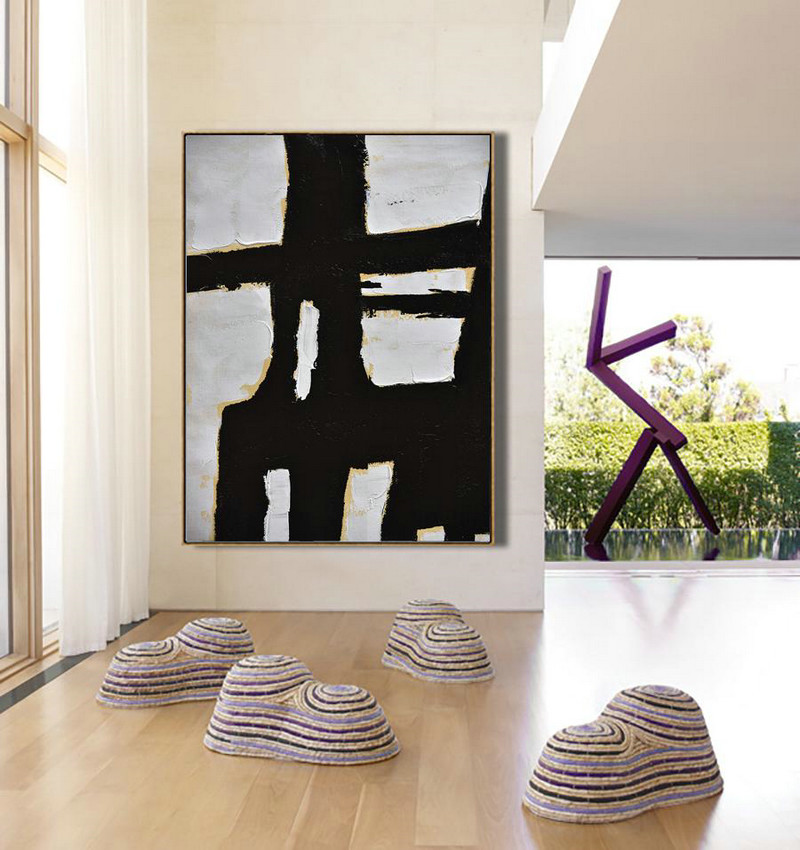 Extra Large Acrylic Painting On Canvas,Minimalist Painting On Canvas, Palette Knife Vertical Minimal Art - Extra Large Artwork